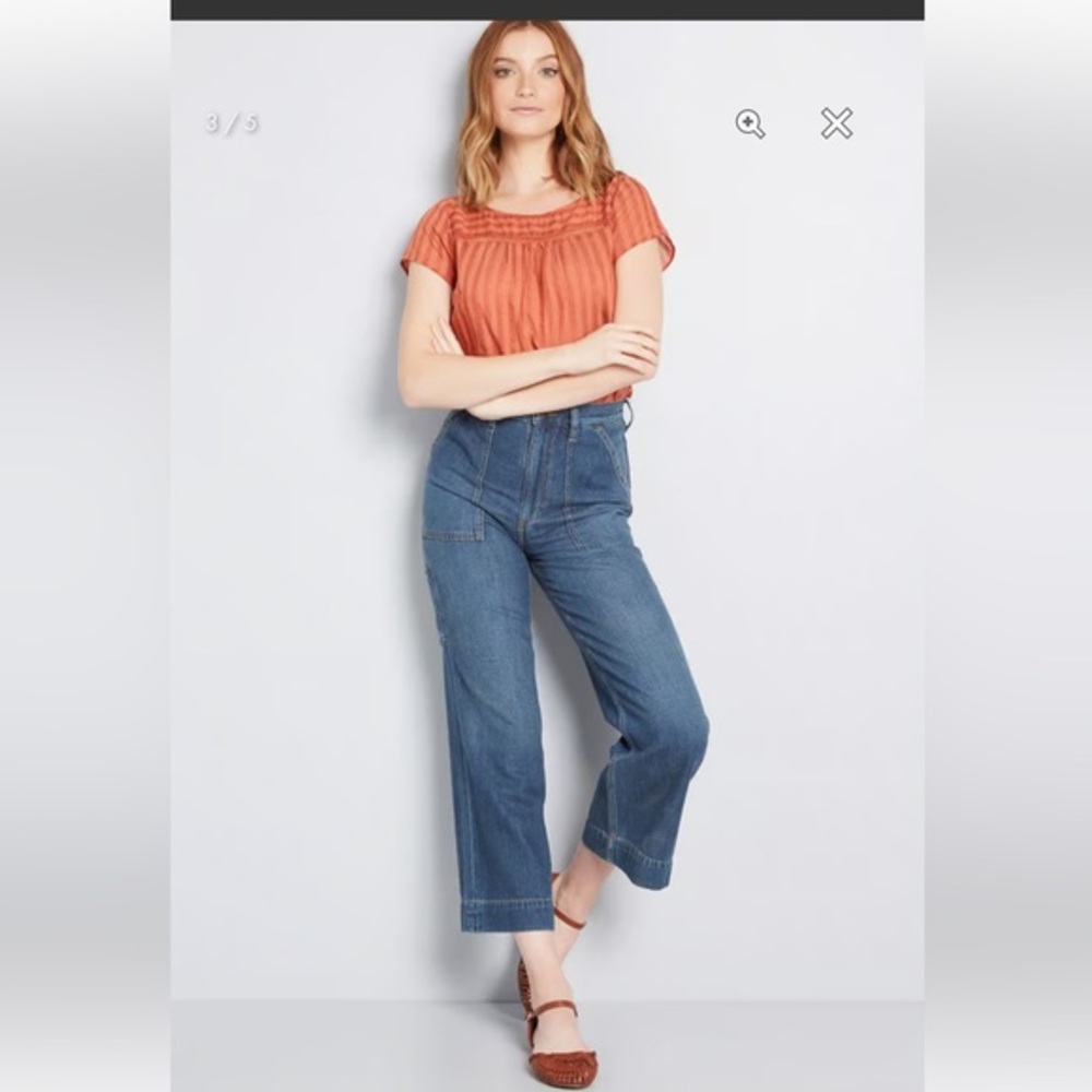 Modcloth I’m  Boxy Linen-Blend Blouse XXS NWT